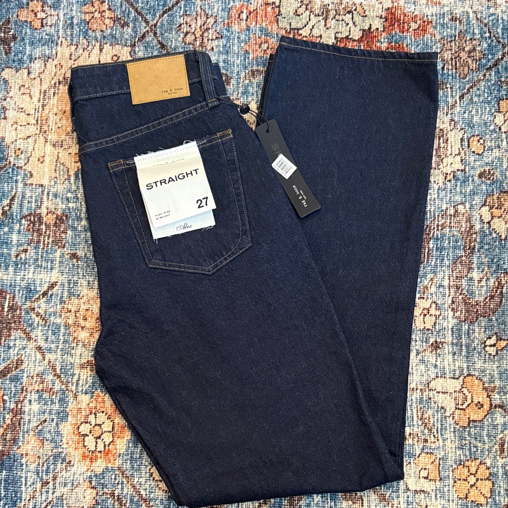 rag & bone Women's High-Rise Alex Straight Leg Dark Blue Jeans NWT